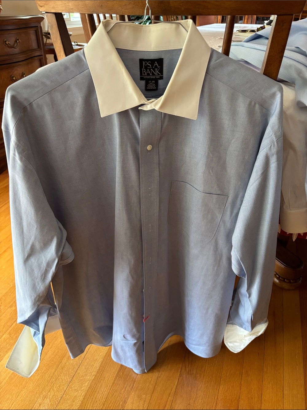 Jos. A. Bank Light Blue Dress Shirt with White Contrast Collar